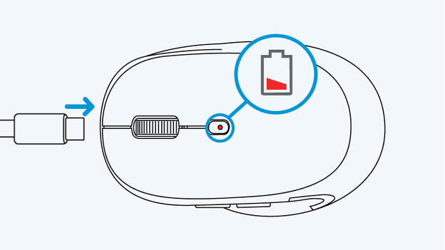 De muis opladen via usb C kabel