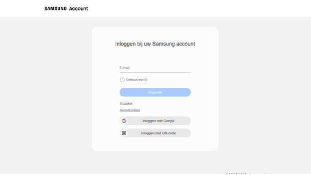 Samsung login screen