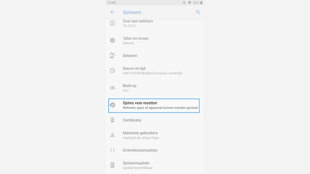 Nokia reset options for reset