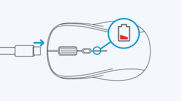 De muis opladen via usb C kabel