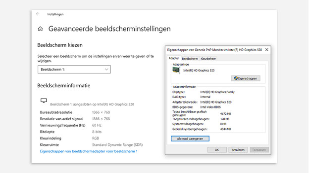 Kleurbeheer openen in windows settings