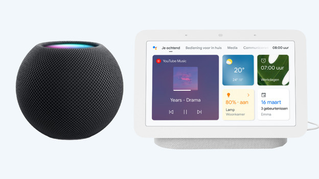 Apple HomePod et Google Nest Hub