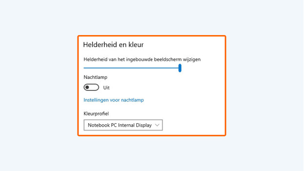 Helderheid instellen via de Windows instellingen