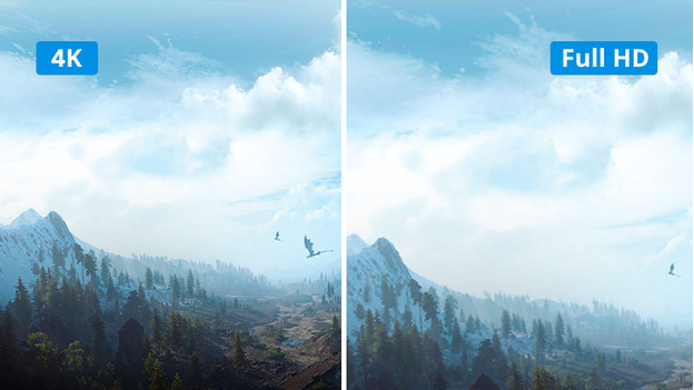 The difference between 4K and Full HD is also visible in the pixel density of the monitor