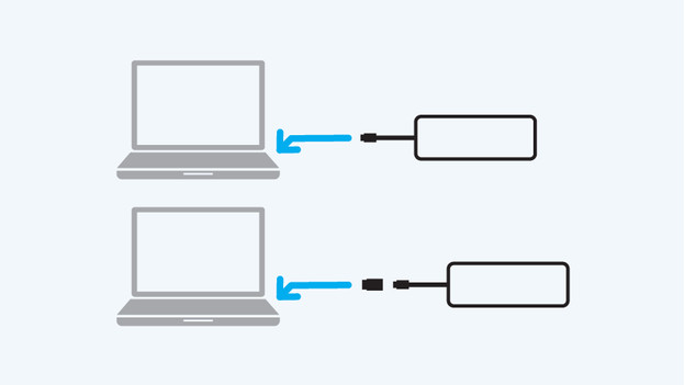 2 laptops met verschillende usb poorten