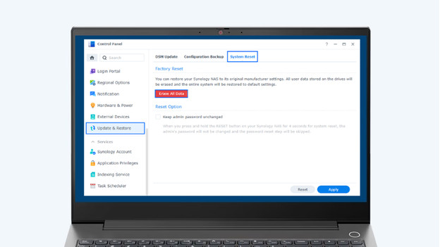 systeemherstel synology nas