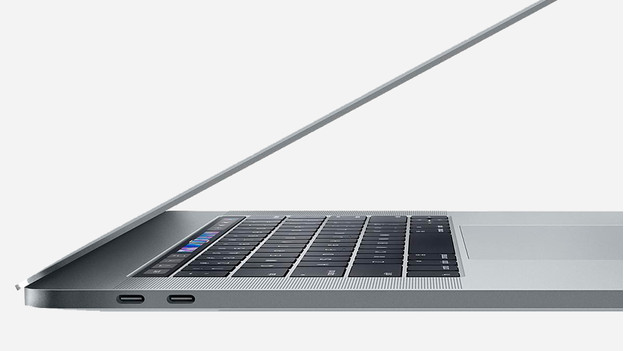 USB ports on a MacBook.