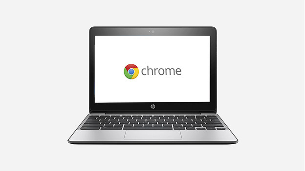 Un Chromebook HP avec le logo Chrome OS.