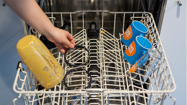 Blender cup and rings in dishwasher