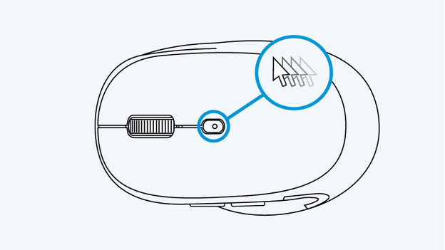 Dpi instellen met knop achter scrollwiel