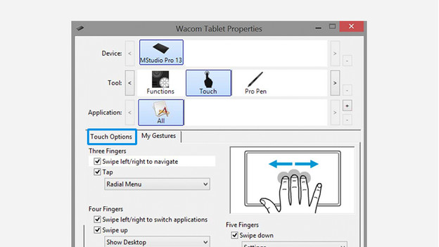 Touch settings