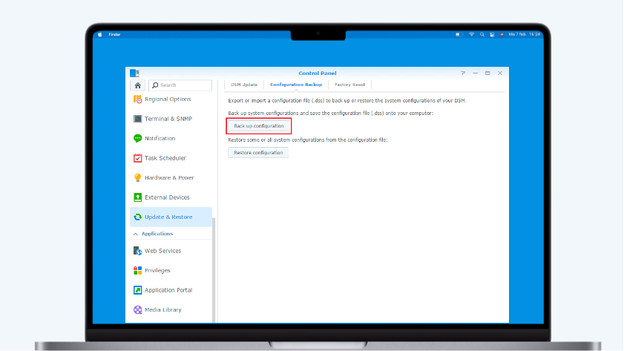 Maak een backup van je instellingen via Synology DSM