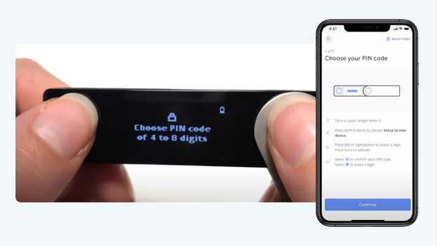 Pincode instellen op Ledger hardware wallet
