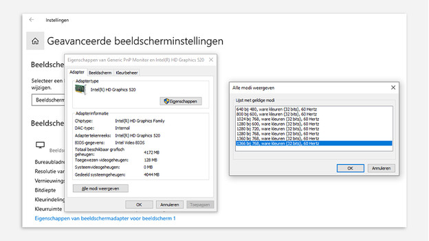 Kleur diepte instellen in windows 10