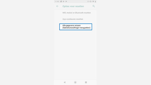 Android One telefoon resetten