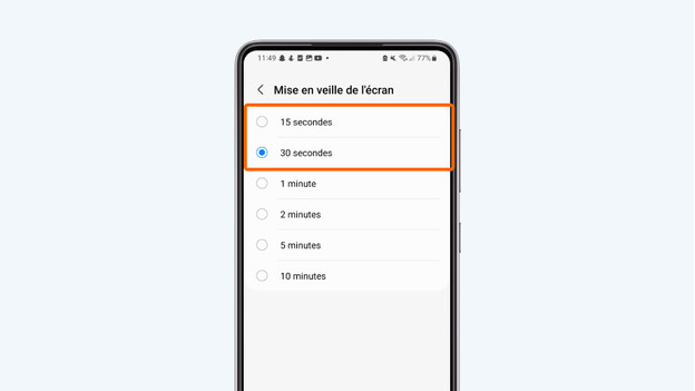 Délai d'attente de l'écran Android