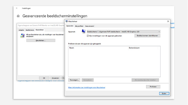 Changer le profil de couleur dans les paramètres de Windows 10