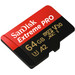 SanDisk MicroSDXC Extreme PRO 64GB 170MB/s + SD Adapter bovenkant