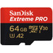 SanDisk MicroSDXC Extreme PRO 64GB 170MB/s + SD Adapter voorkant