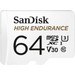 SanDisk Micro SDXC High Endurance 64 Go 100 Mo/s + Adaptateur détail