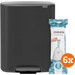 Brabantia Bo Pedal Bin 2 x 30 Litres Matt Black + Sacs Poubelle (120 pièces) Main Image