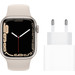 Apple Watch Series 7 41mm Witgoud Aluminium Crème Sportband + Apple Usb C Oplader 20W Main Image