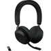 Jabra Evolve2 MS TEAMS 75 Casque de bureau Sans Fil USB-A Noir avec Support de Charge 