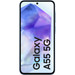 Samsung Galaxy A55 256GB Light Blue 5G + BlueBuilt Back Cover Transparent front