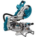 Makita DLS111ZU + 6,0 Ah accu (2x) en lader + Onderstel achterkant