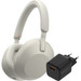 Sony WH-1000XM5 Argent + BlueBuilt Quick Charge Chargeur avec Port USB-A 18 W Noir Main Image