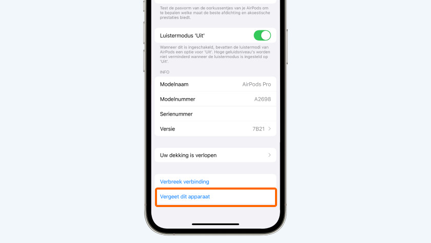 3. Tik op 'Vergeet dit apparaat'