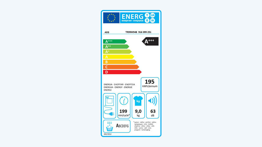 Label énergétique sèche-linge AEG 9000