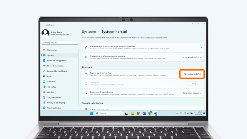 Cliquez sur l'option « Réinitialiser ce PC ».