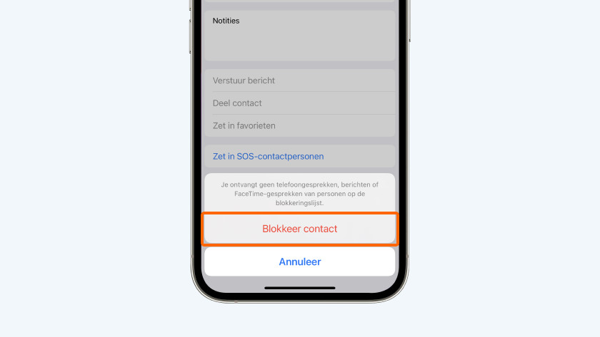 Kies voor 'Blokkeer contact'