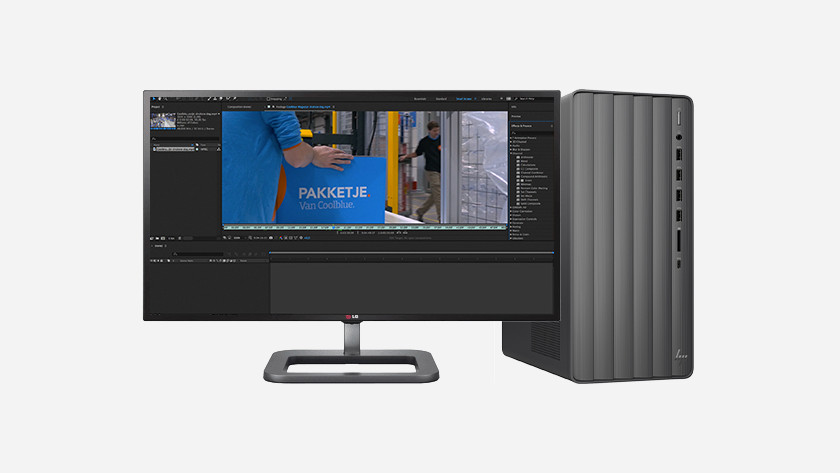 Bewerken van video's op monitor van Medion desktop. 
