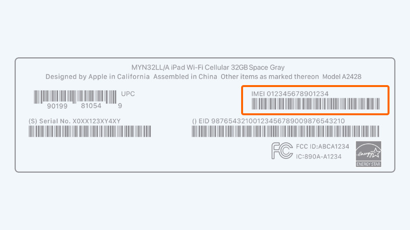 Numéro IMEI sur l'emballage