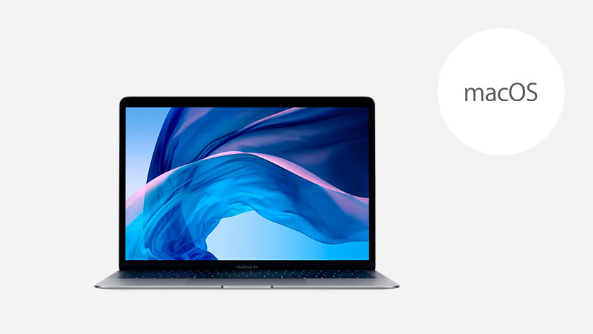 Een MacBook met macOS logo. 