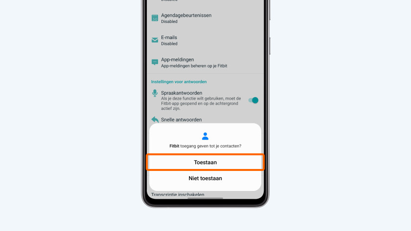 Toestemming Fibit app