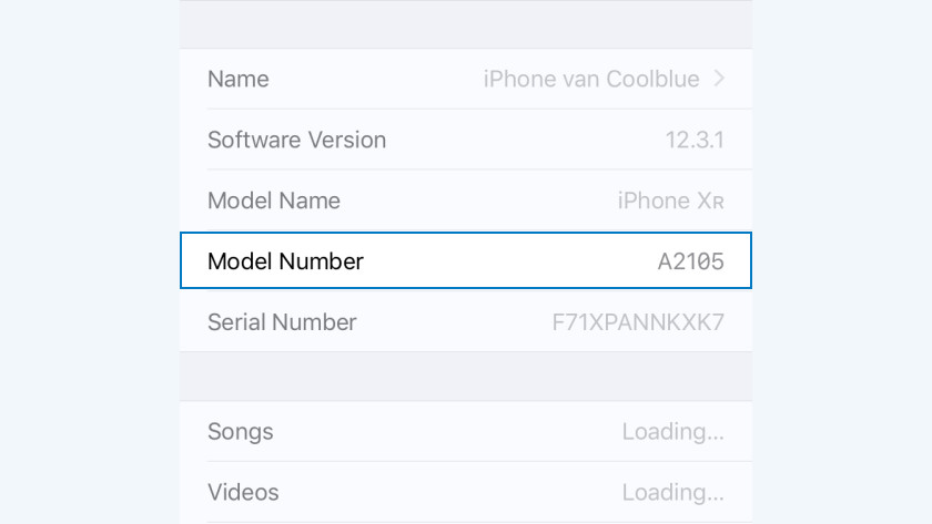 Model number iPhone