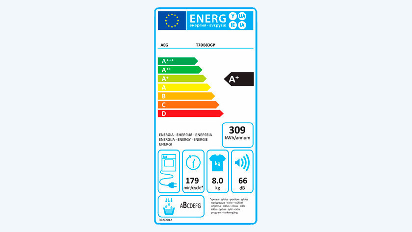 Energielabel AEG 7000 droogkast