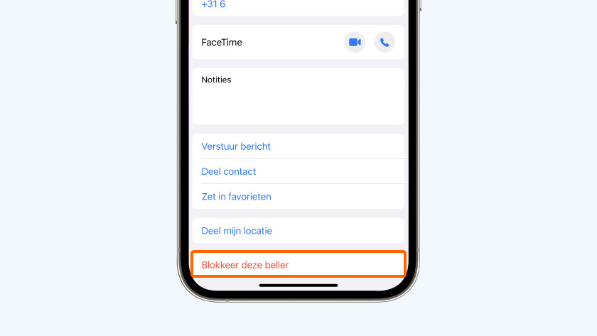 Tik op 'Blokkeer deze beller'