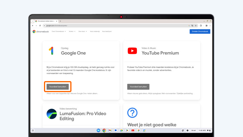 Bouton « J'en profite » dans le navigateur Chrome