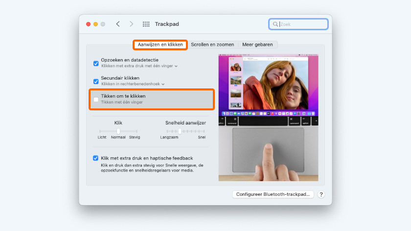 Systeemvoorkeuren en Trackpad