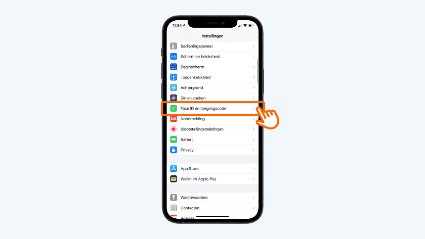 1. Appuyez sur « Face ID et code ».