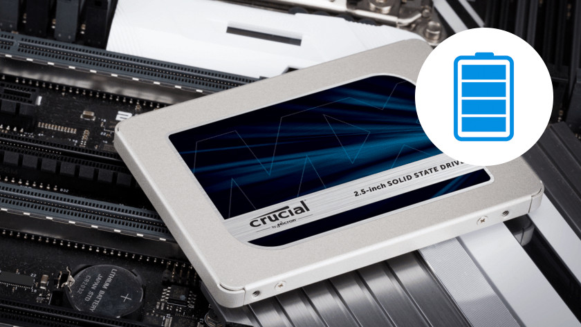 Een SSD met vol batterij icoon. 