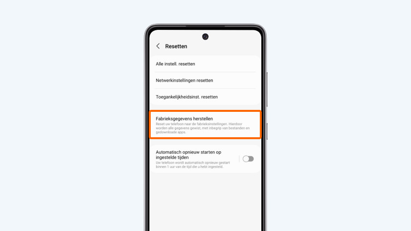 Fabrieksgegevens herstellen optie
