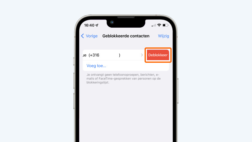 Appuyez sur « Débloquer »