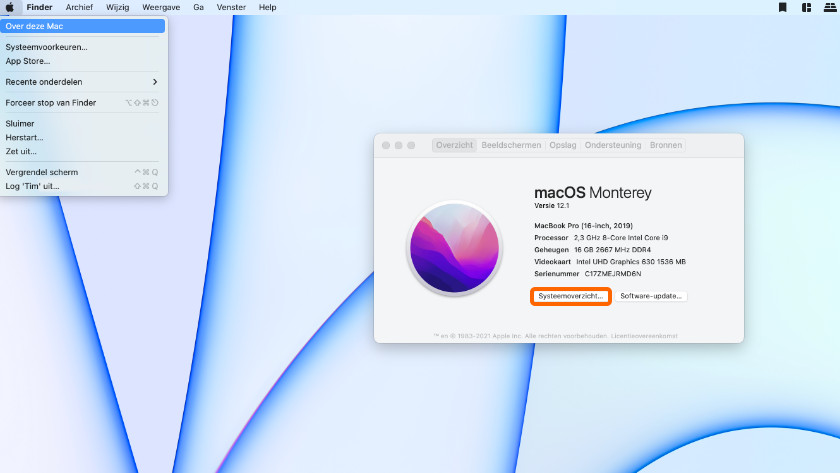Systeemoverzicht MacOS