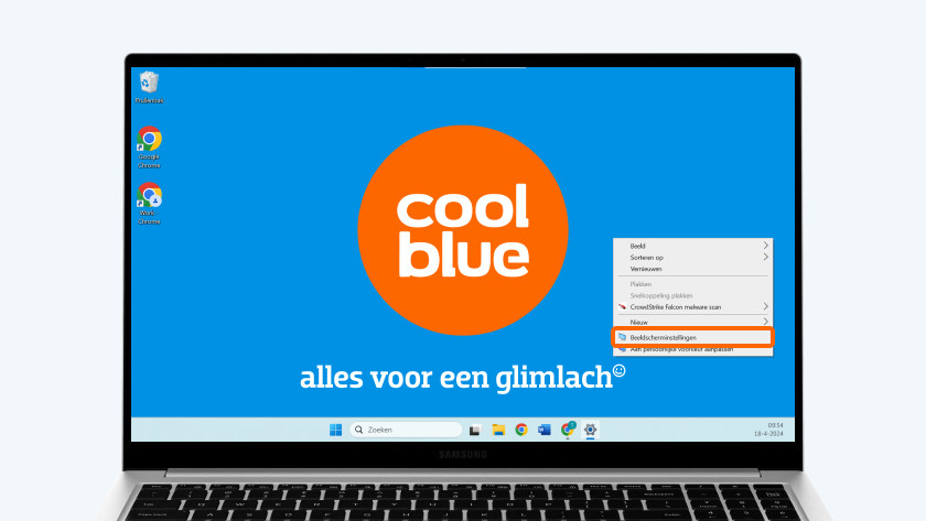 Écran Coolblue sur un PC portable.