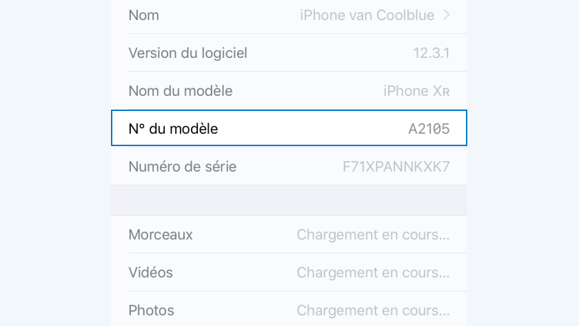 Numéro de modèle de l'iPhone